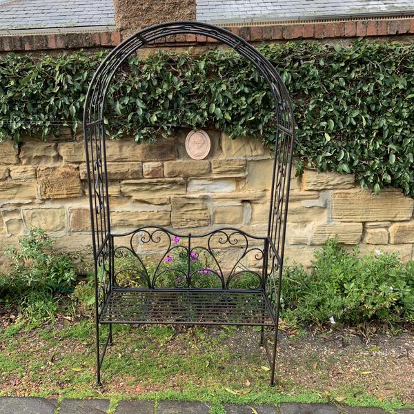 Garden Arch with Bench Seat Furniture Rustic Brown 