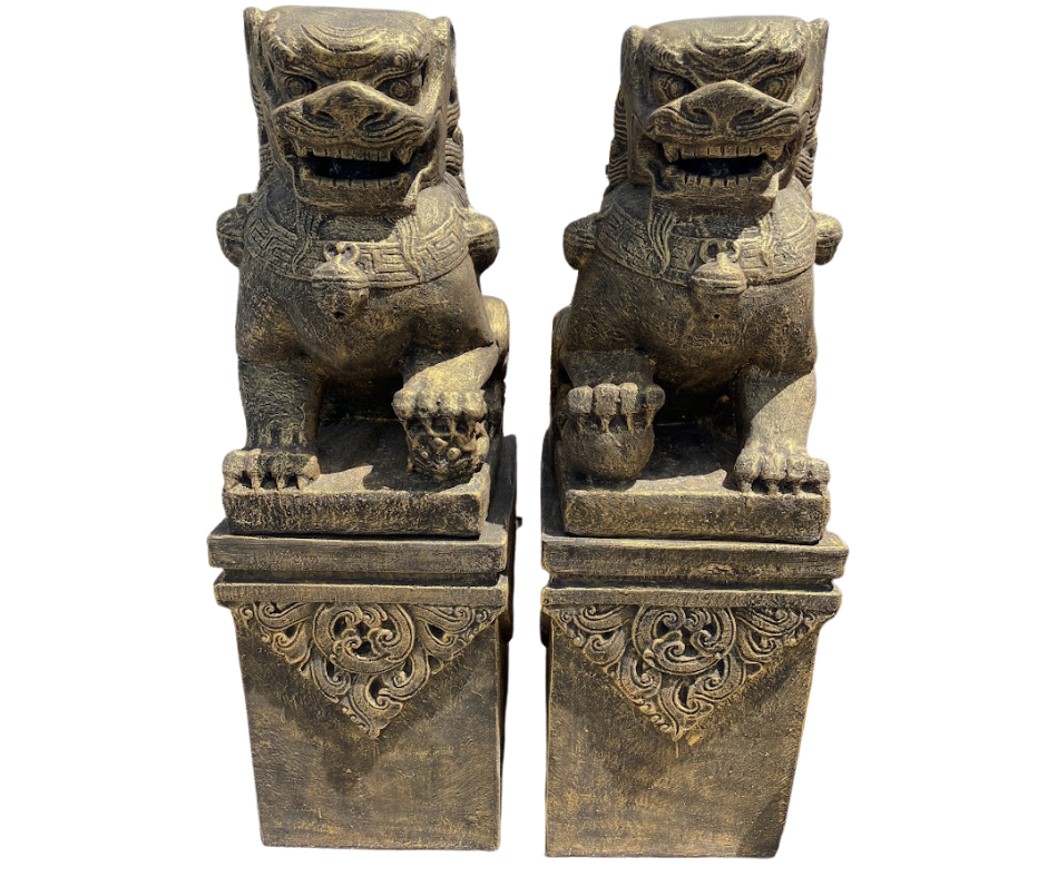 Extra Large Foo Dogs (Pair) with Stands