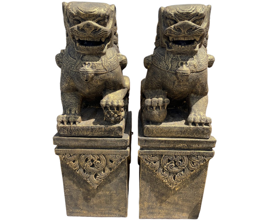 Extra Large Foo Dogs (Pair) with Stands Statue  
