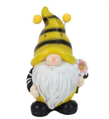 Flower Power Bee Gnome Statue Statue  