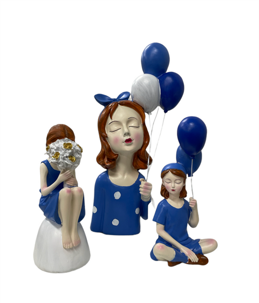 Blue Party Girl Statues Statue  