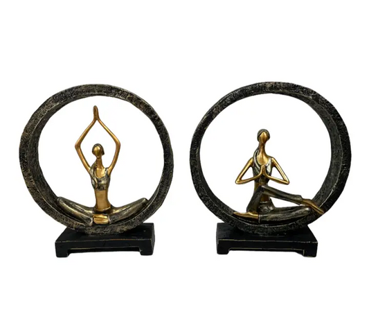 Black Ring Yoga Lady Statue Hands Up 
