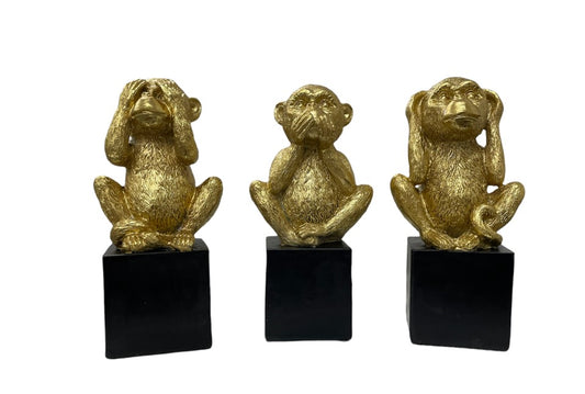 Gold Chimp on Box Statue