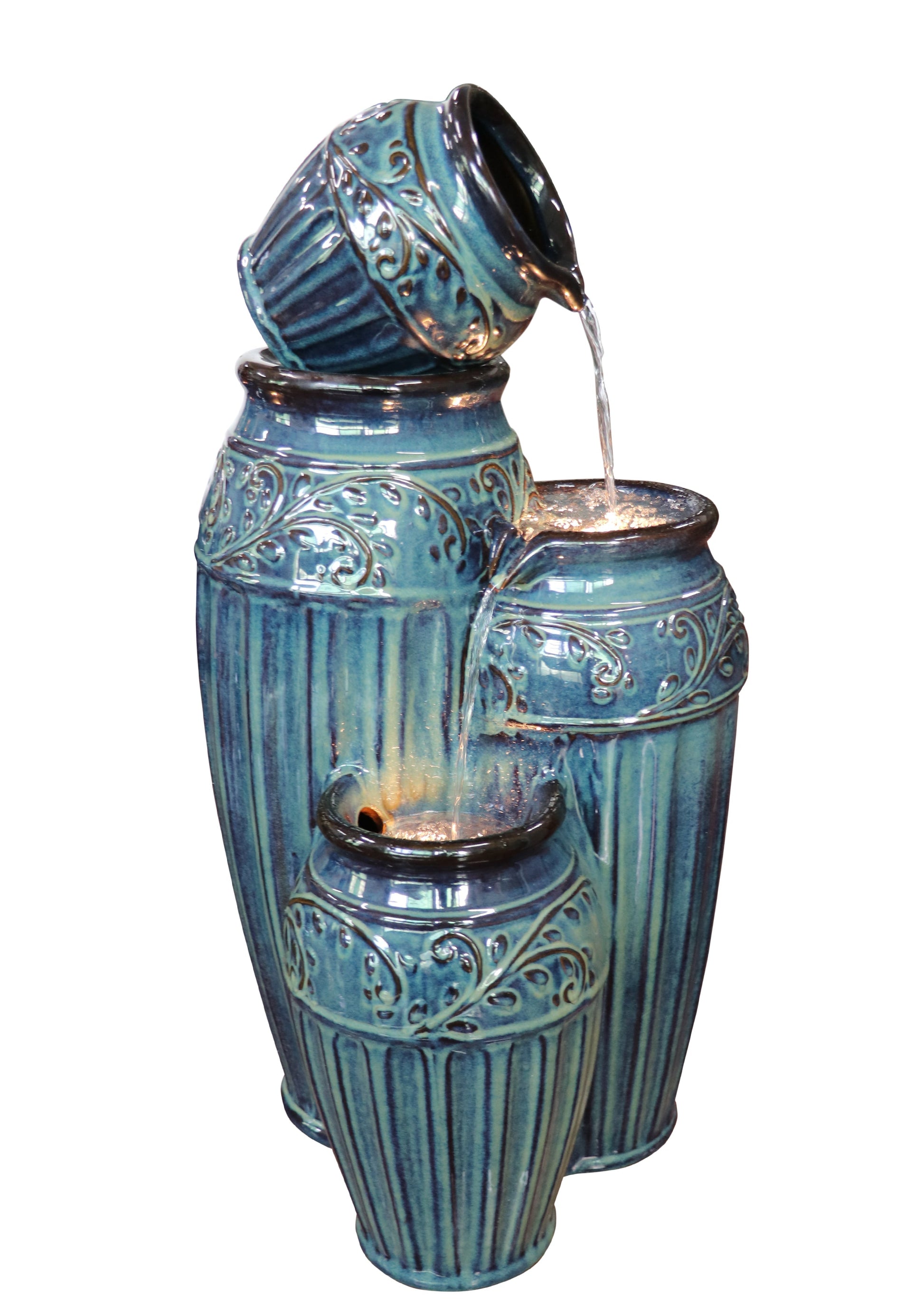 Rosaleda Glazed Ceramic Water Feature Water Feature Turquoise 