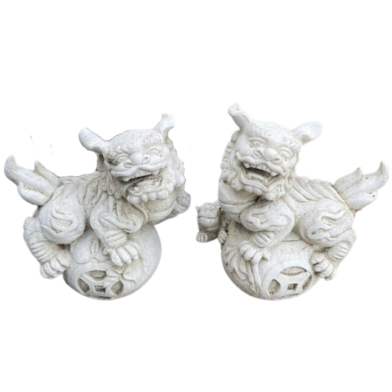 Small Chinese Dog Statue Left & Right Set 