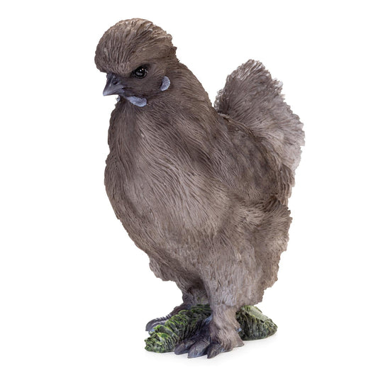 Silky Hen Figurine Statue Grey 