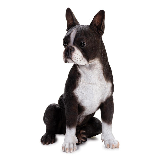 Large Black & White Boston Terrier Figurine Statue  