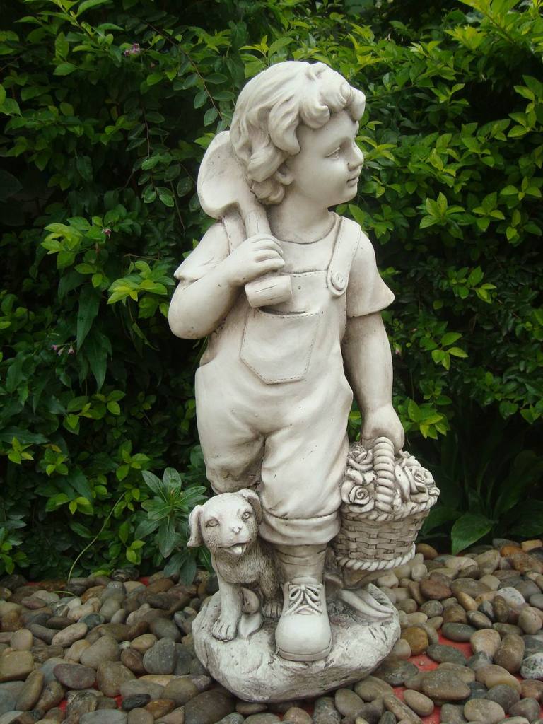 Country Boy Statue Statue Courtyard Living  