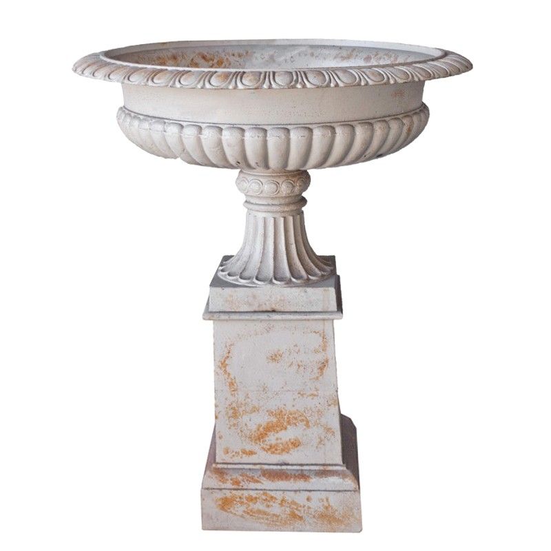 Cast Iron Toulouse Urn & Pedestal Urn and Pedestal Antique White 