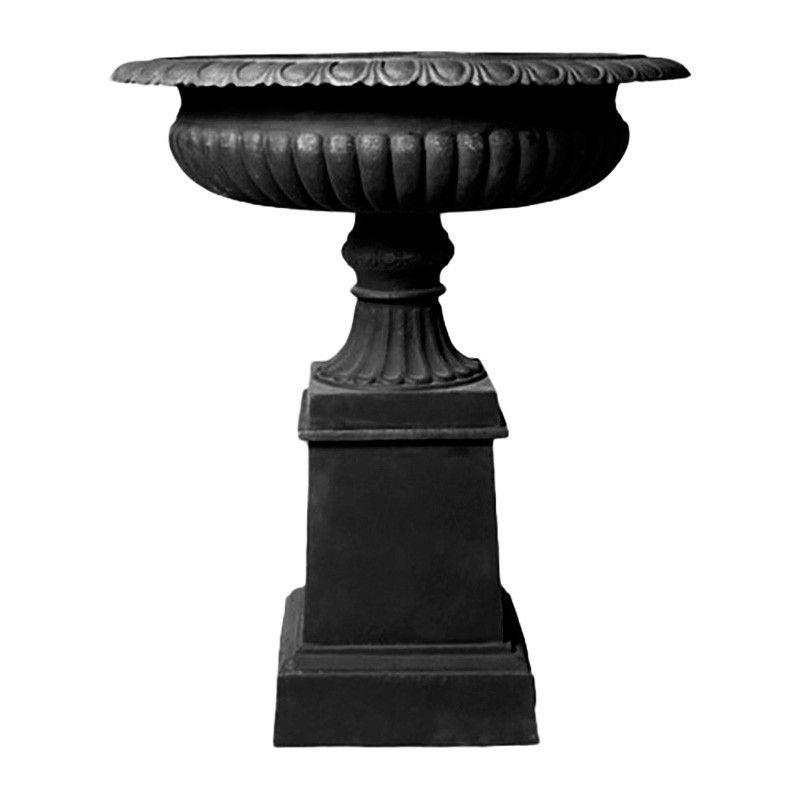 Cast Iron Toulouse Urn & Pedestal Urn and Pedestal Black 