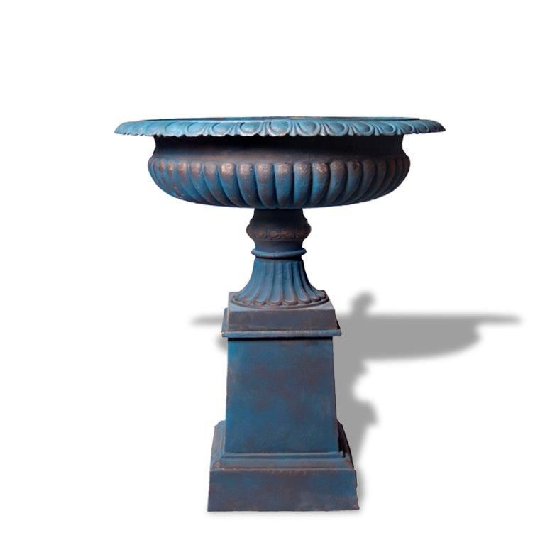 Cast Iron Toulouse Urn & Pedestal Urn and Pedestal Blue Bronze 
