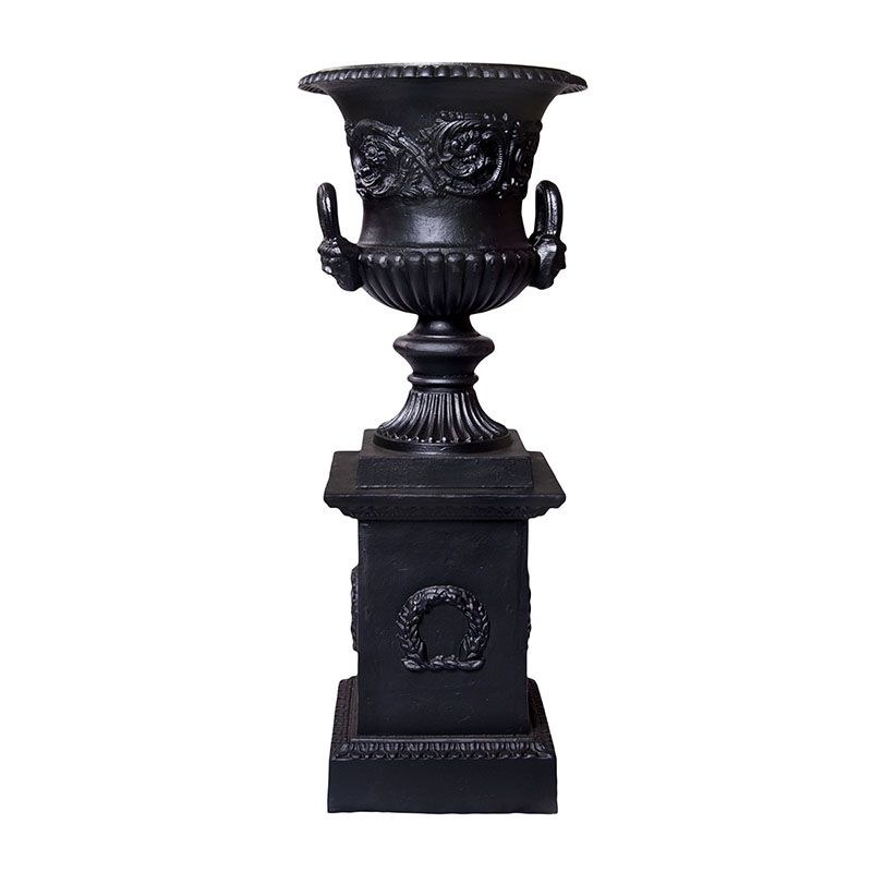 Cast Iron Dorchester Urn & Pedestal Urn and Pedestal Medium Black