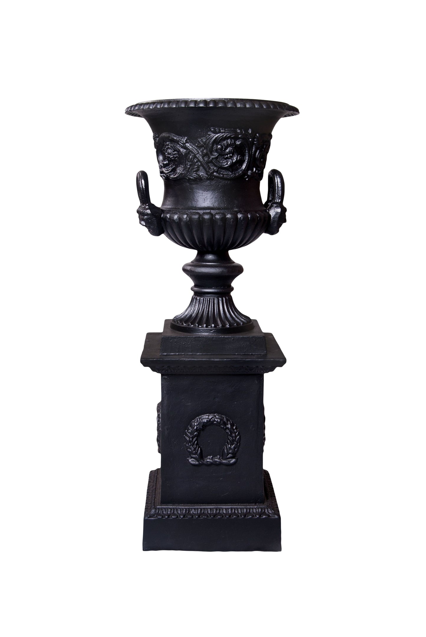 Cast Iron Dorchester Urn & Pedestal Urn and Pedestal Small Black