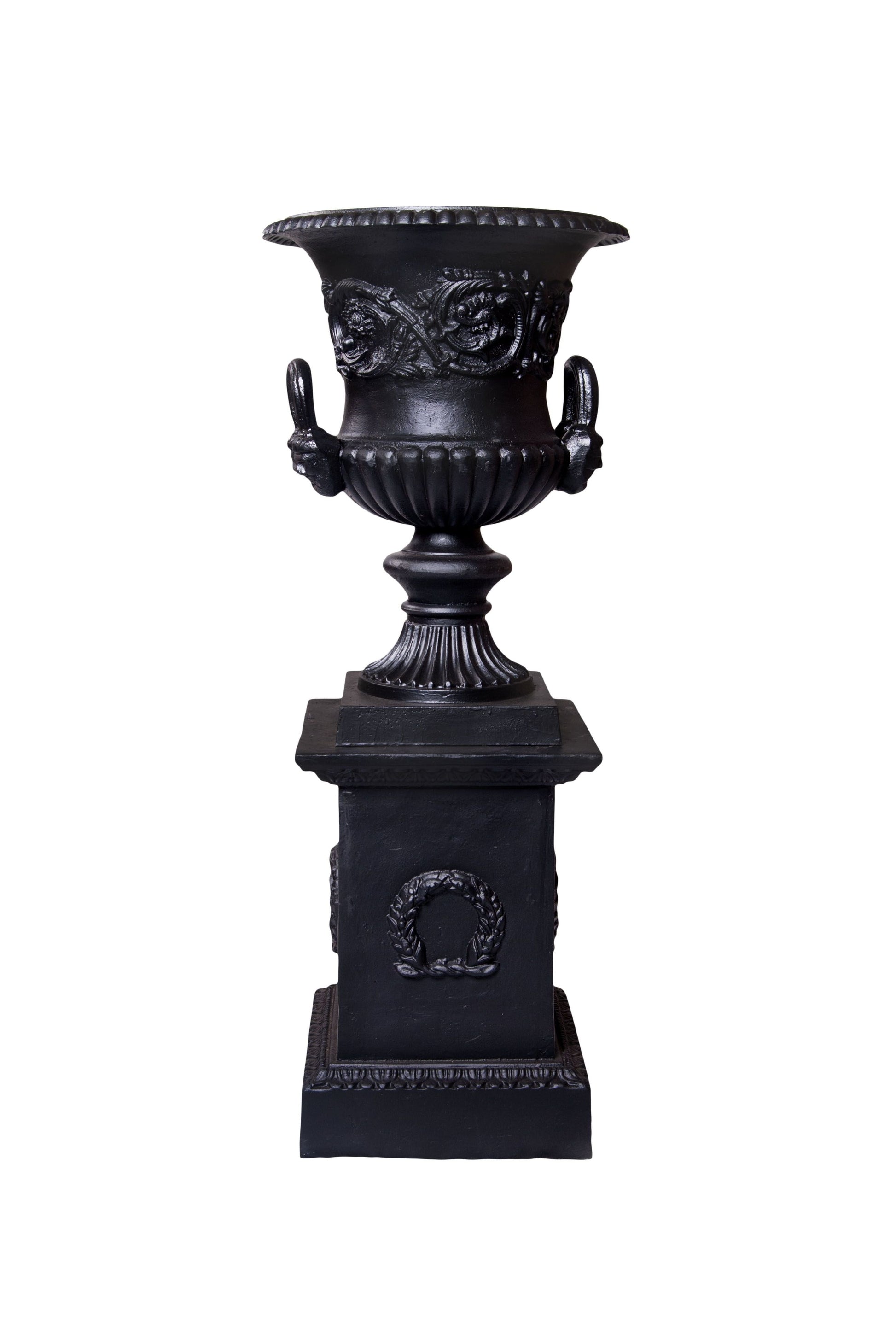 Cast Iron Dorchester Urn & Pedestal Urn and Pedestal Small Black
