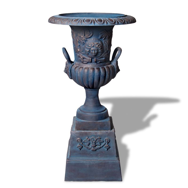 Cast Iron Milano Urn & Pedestal Urn and Pedestal  