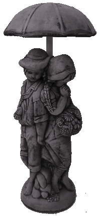 Boy and Girl Under Umbrella Statue