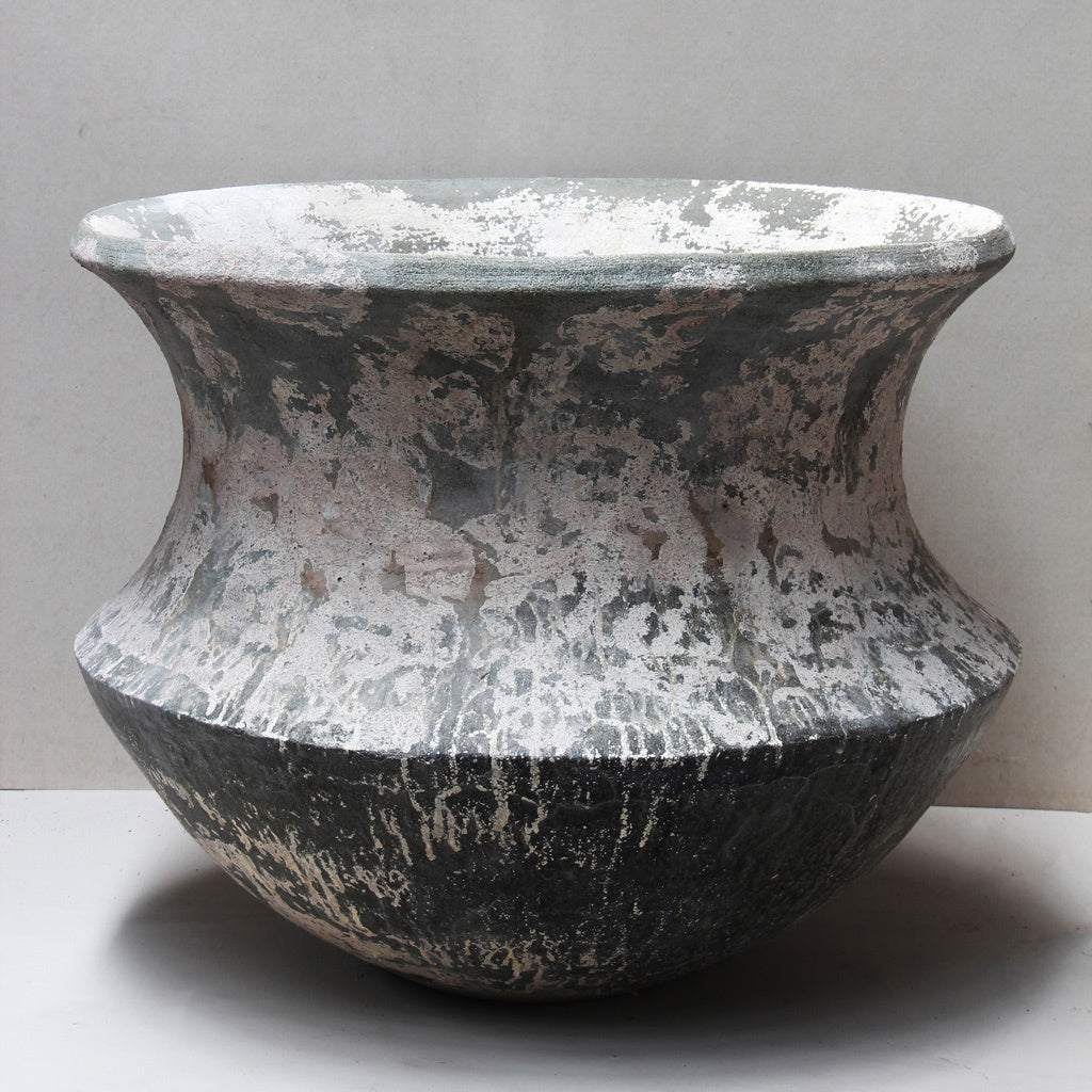 Thai Limestone Large Cauldron Pot White 